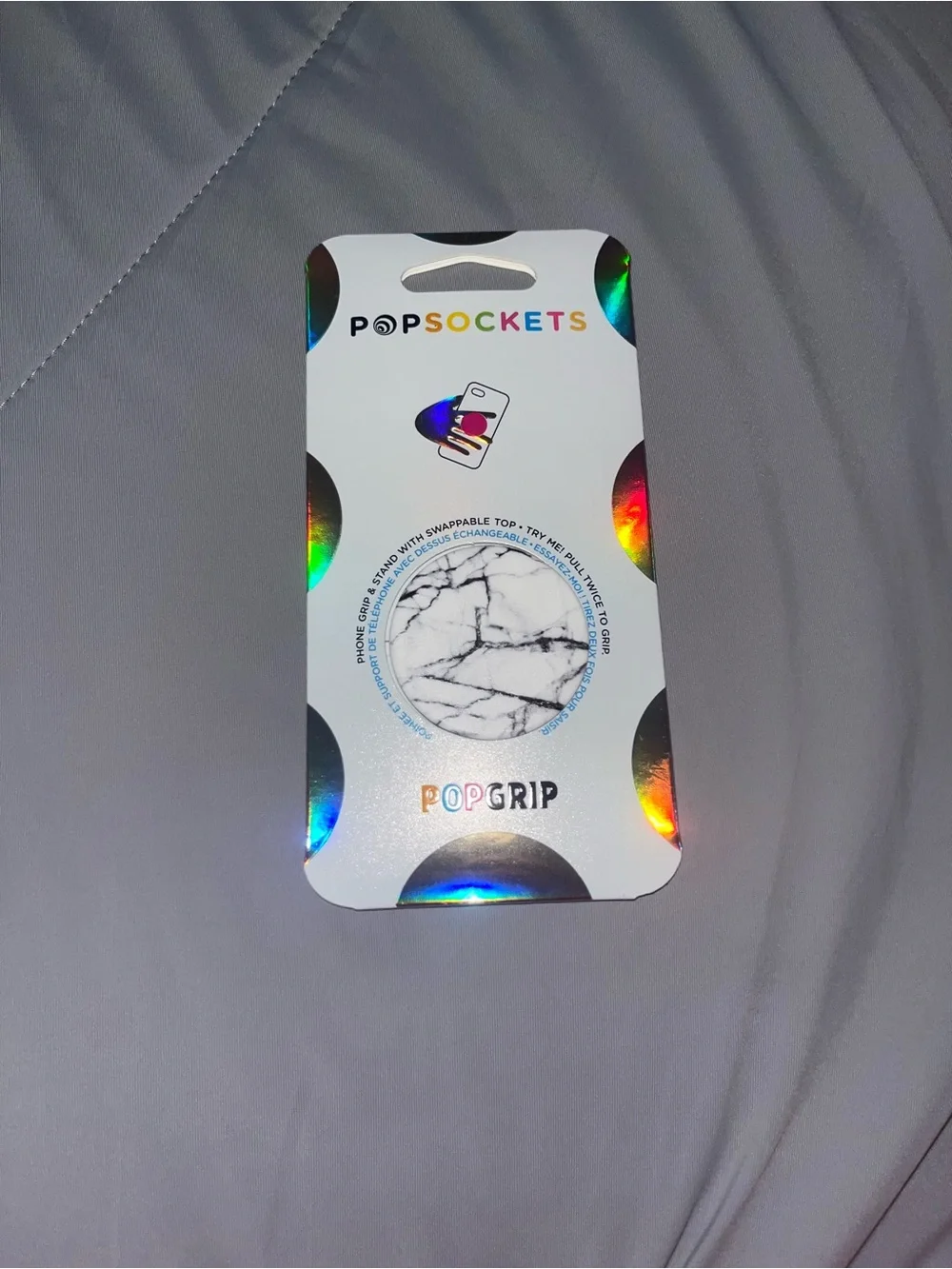 PopSocket PopGrip Marble Pattern Phone Grip - White with Black Veins
